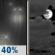 Sunday Night: A 40 percent chance of rain before 10pm.  Mostly cloudy, with a low around 46. Calm wind becoming east around 6 mph in the evening. 